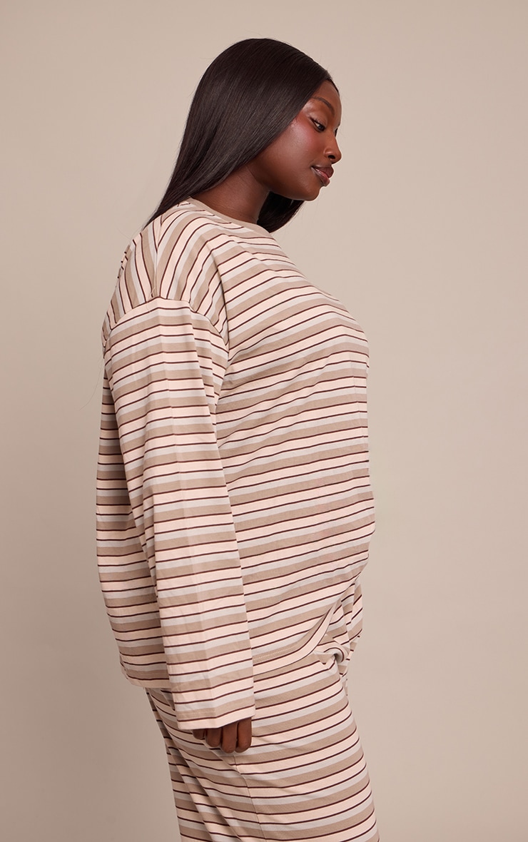 Plus Chocolate Striped Long Sleeved Top image 4