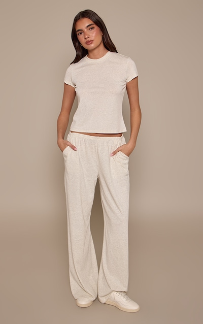 Grey Marl Soft Textured Relaxed Wide Leg Pant