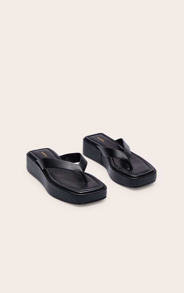 Black Flatform Toe Thong Flatform Sandal image 3
