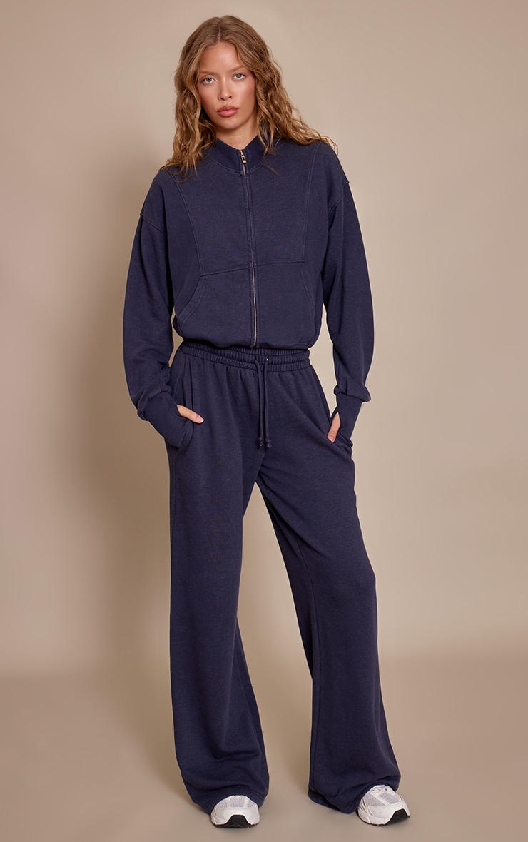 Navy Acid Wash Drawcord Cuff Sweatpant image 2
