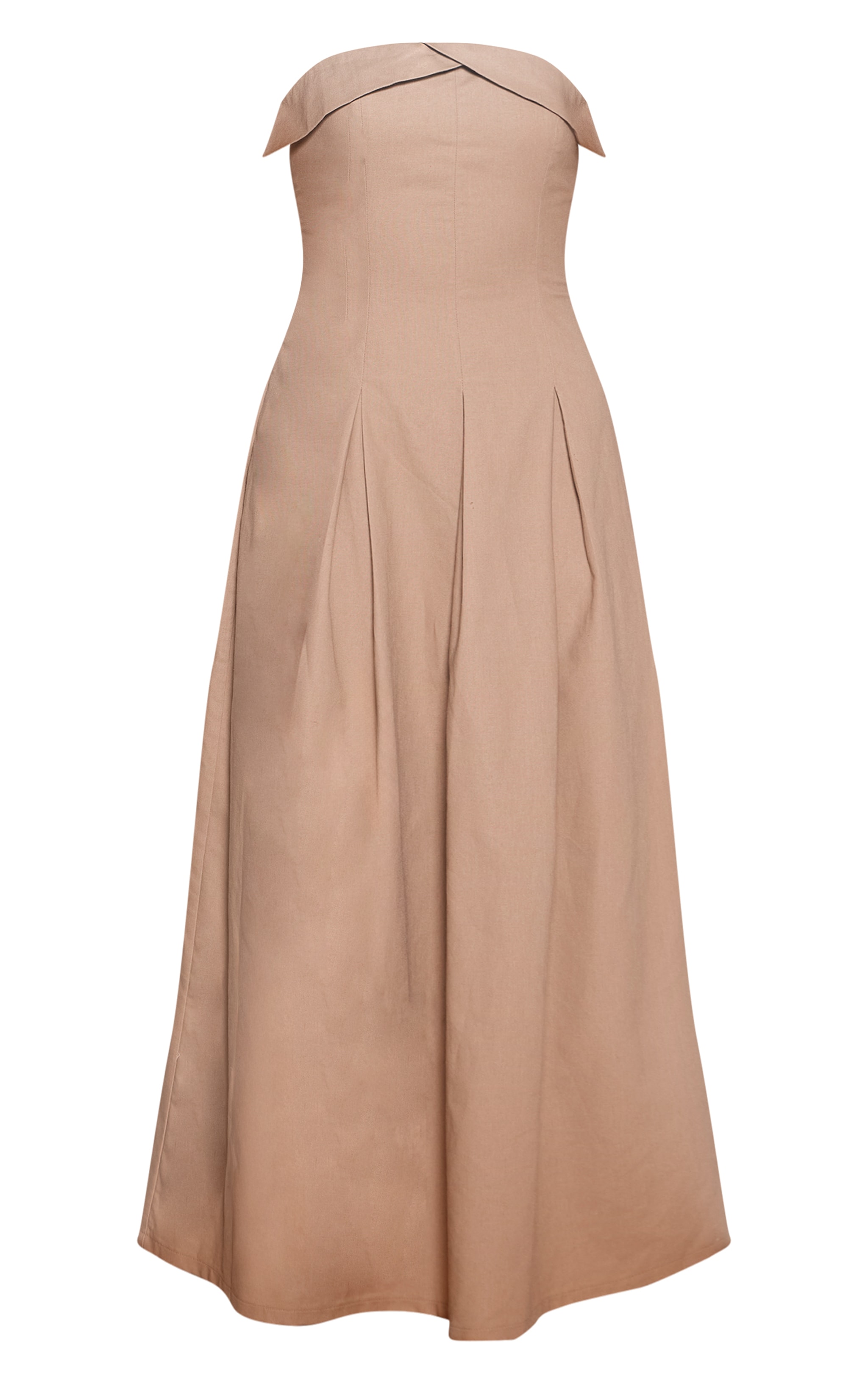 Taupe Bandeau Pleated Midaxi Dress image 5