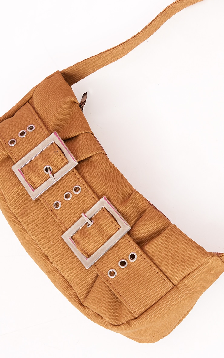 Toffee Ruched Double Buckle Shoulder Bag image 4