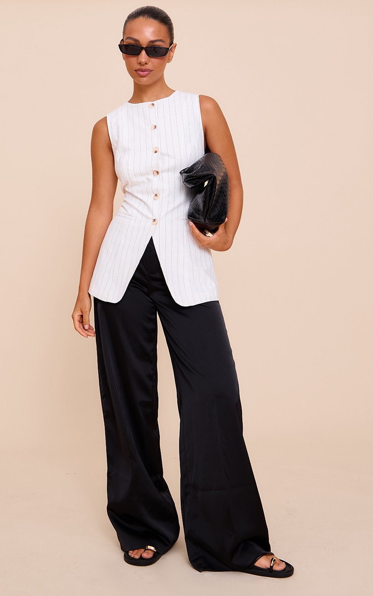 White Pinstripe Button Up Waistcoat image 3