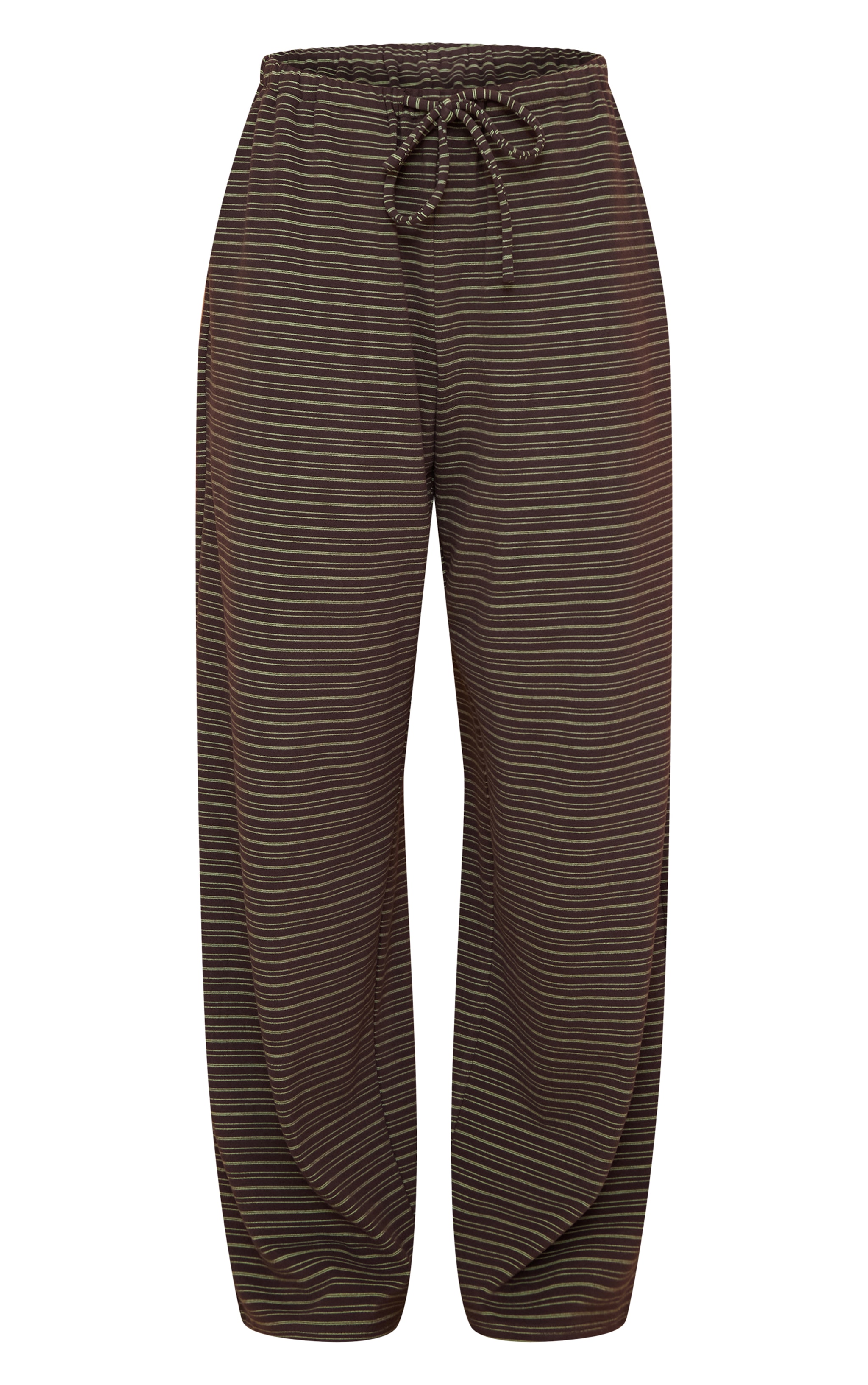 Dark Green Striped Soft Fleece Straight Leg Sweatpants image 5