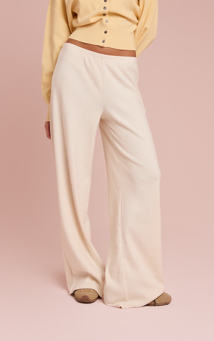 Pantalon épais ample brossé côtelé crème image 2