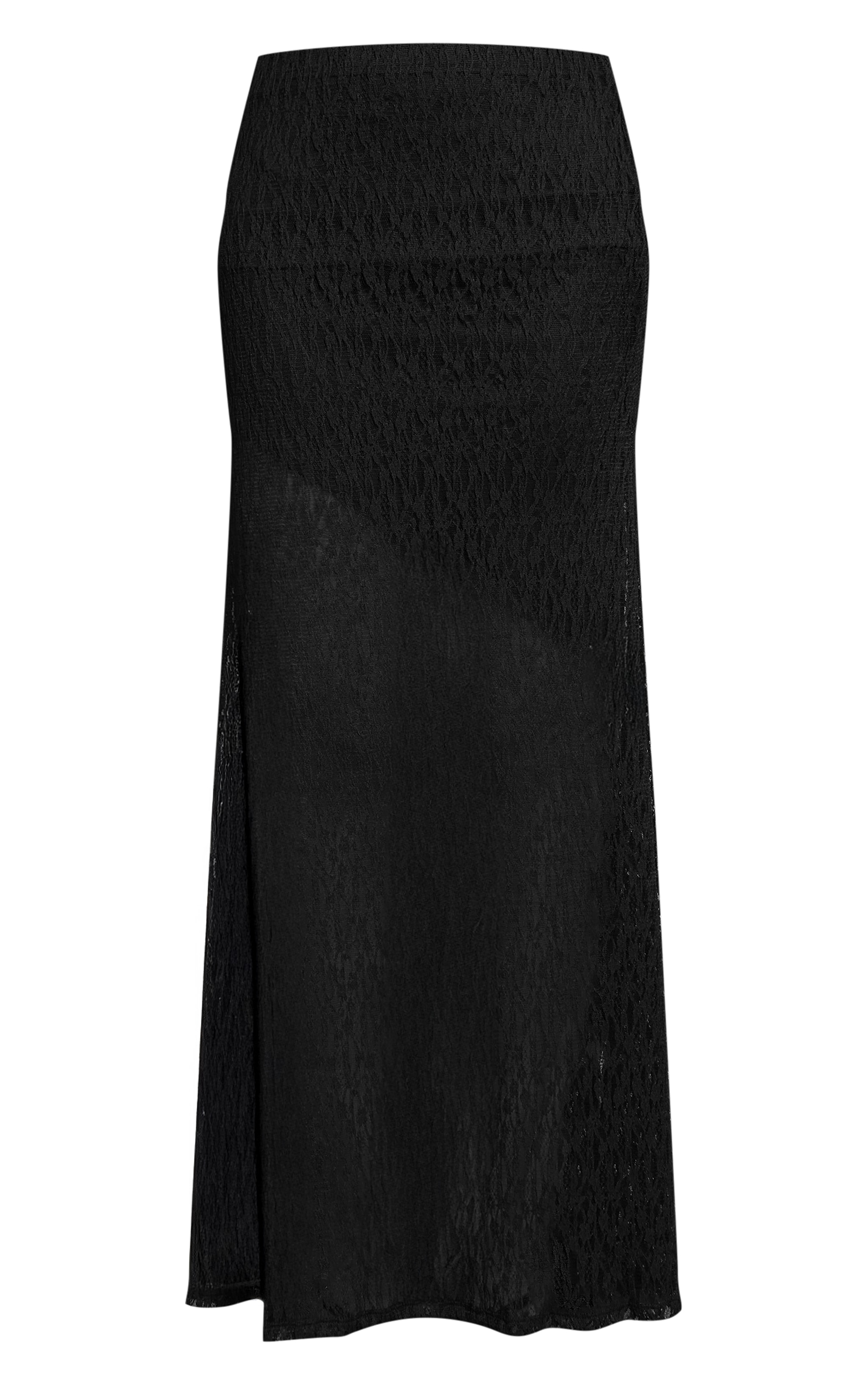 Black Lace Asymmetric Maxi Skirt image 5