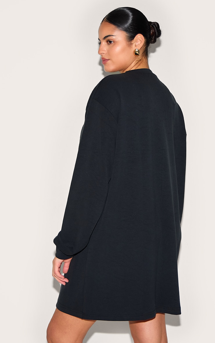 Plus Black Modal Long Sleeve Sweater Dress image 2