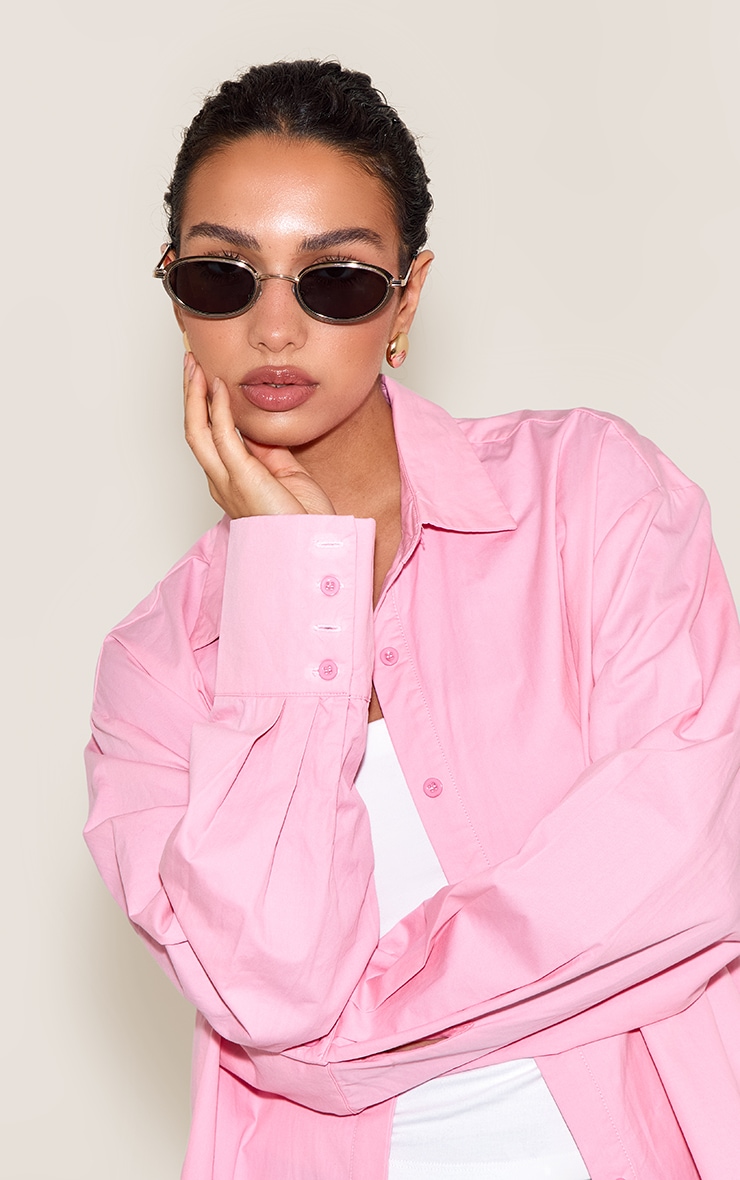 Gold Classic Textured Round Sunglasses image 1