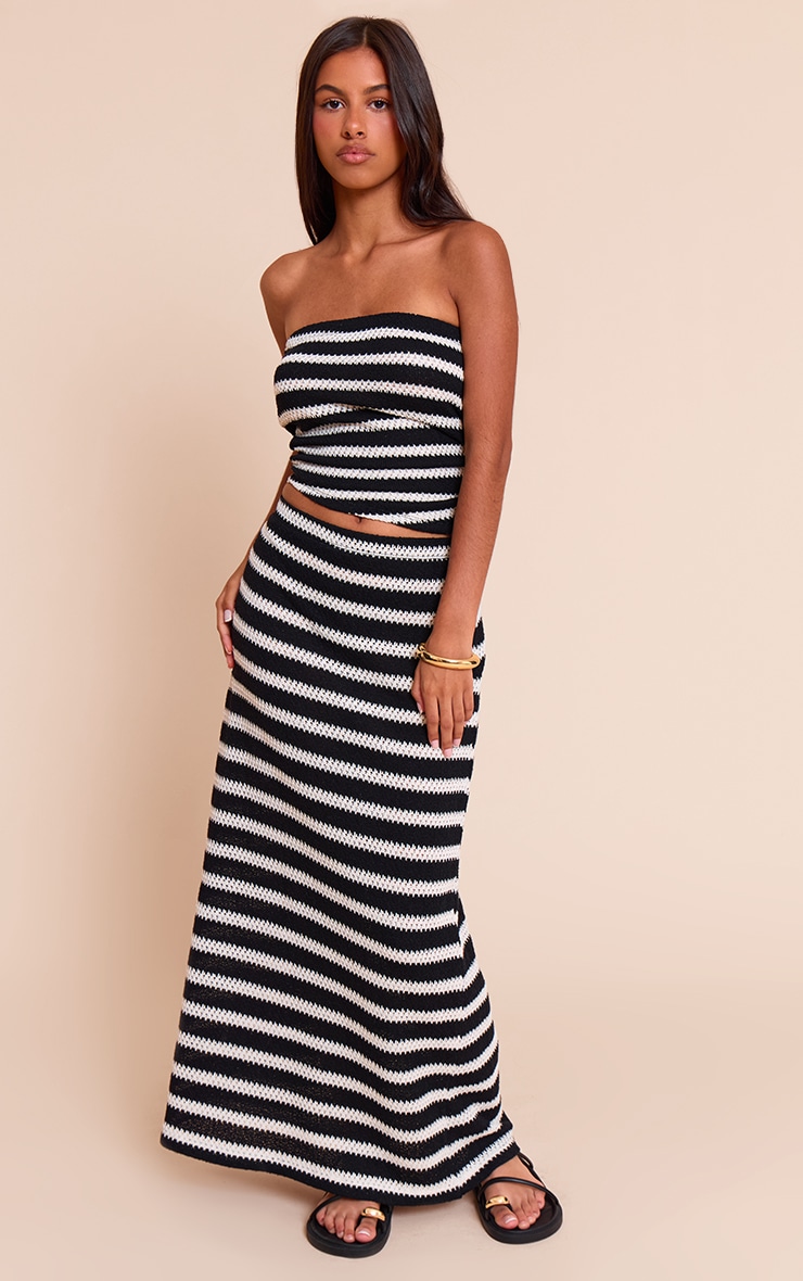 Petite Multi Crochet Stripe Maxi Skirt image 1