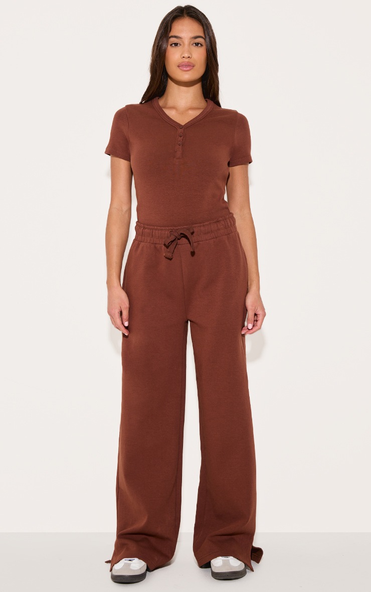  Chocolate Premium Interlock Button Down Short Sleeve Bodysuit - Image 3
