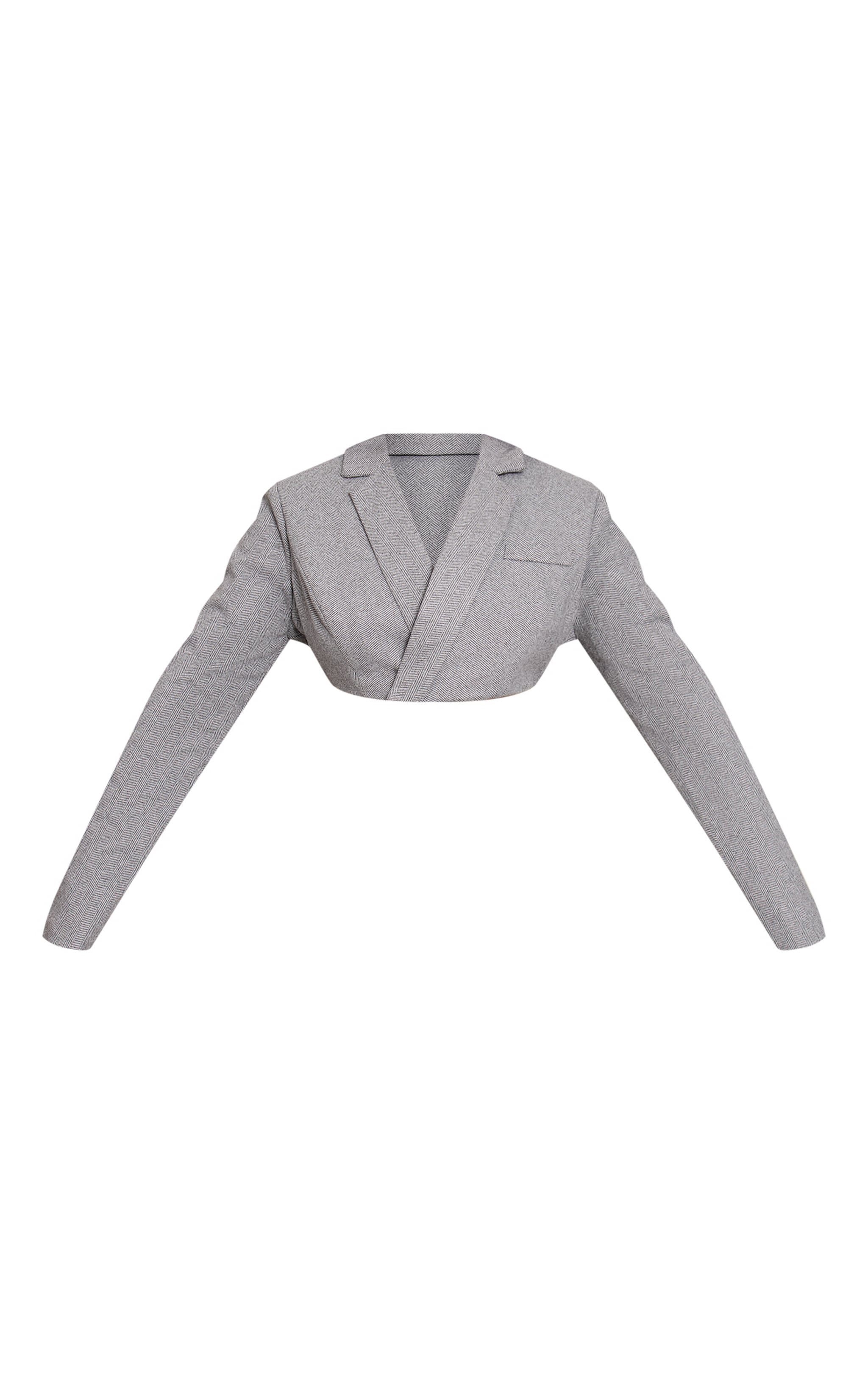 Shape Grey Herringbone Extreme Cropped Adjustable Waist Blazer image 5