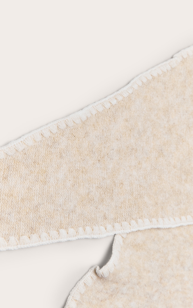 Oatmeal Knit Contrast Tassel Shawl image 3