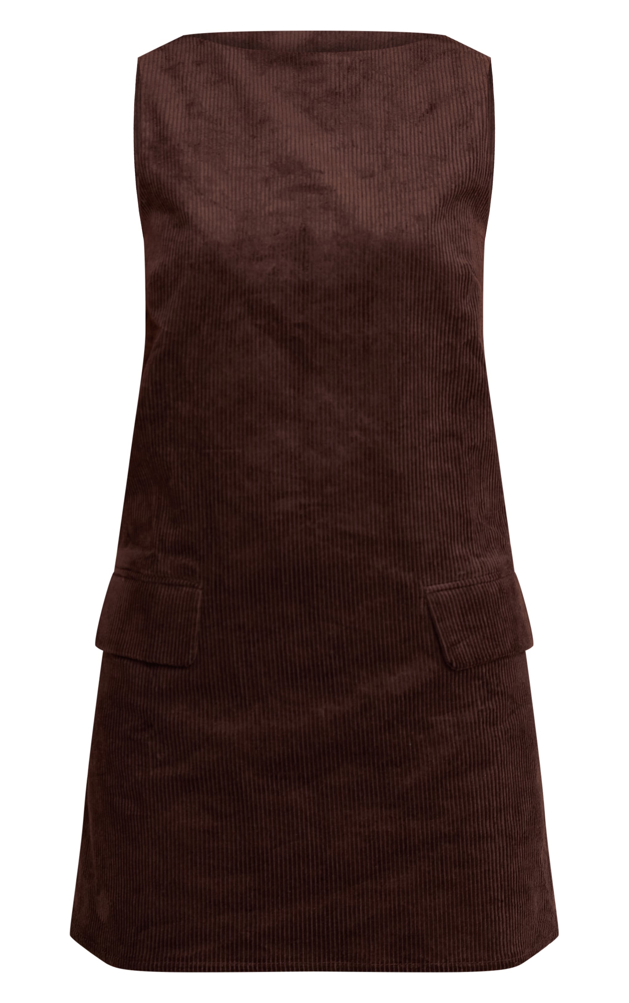 Deep Chocolate Cord Boat Neck Boxy Shift Dress image 5