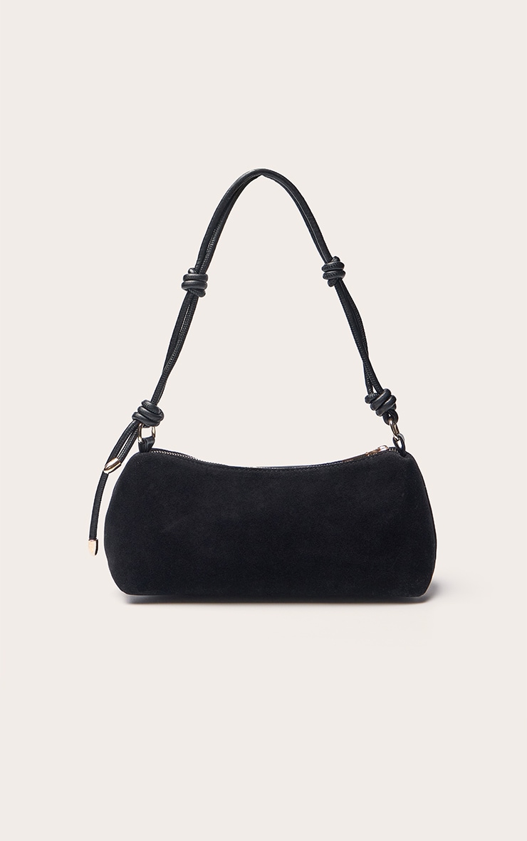 Sac à main en suédine noire à anse nouée image 2