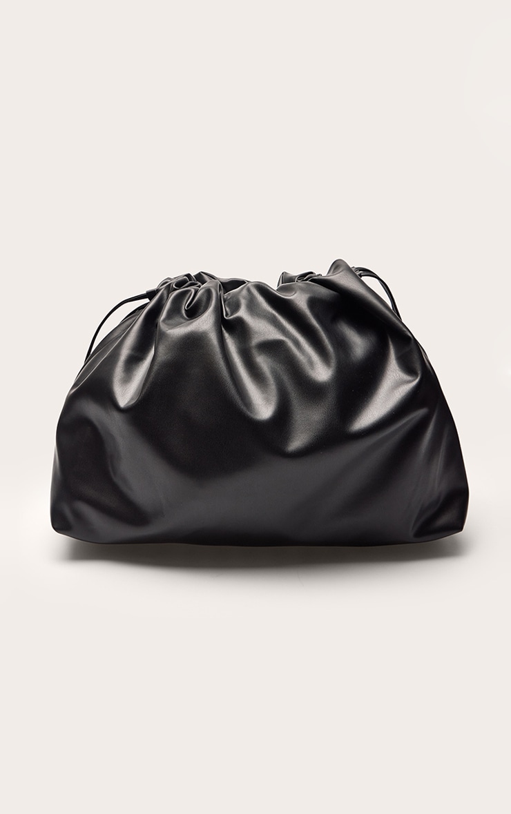 Black PU Oversized Pouch Clutch Bag image 3