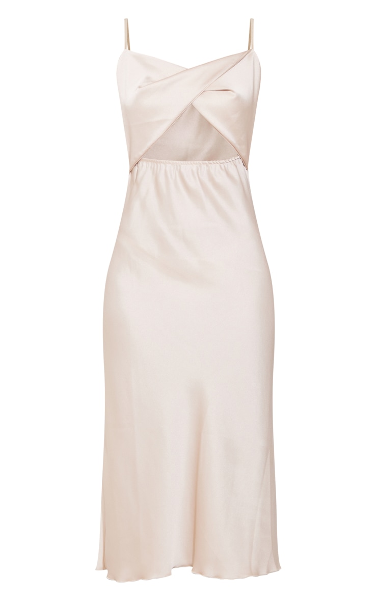 Stone Satin Twist Front Midi Slip Dress image 5