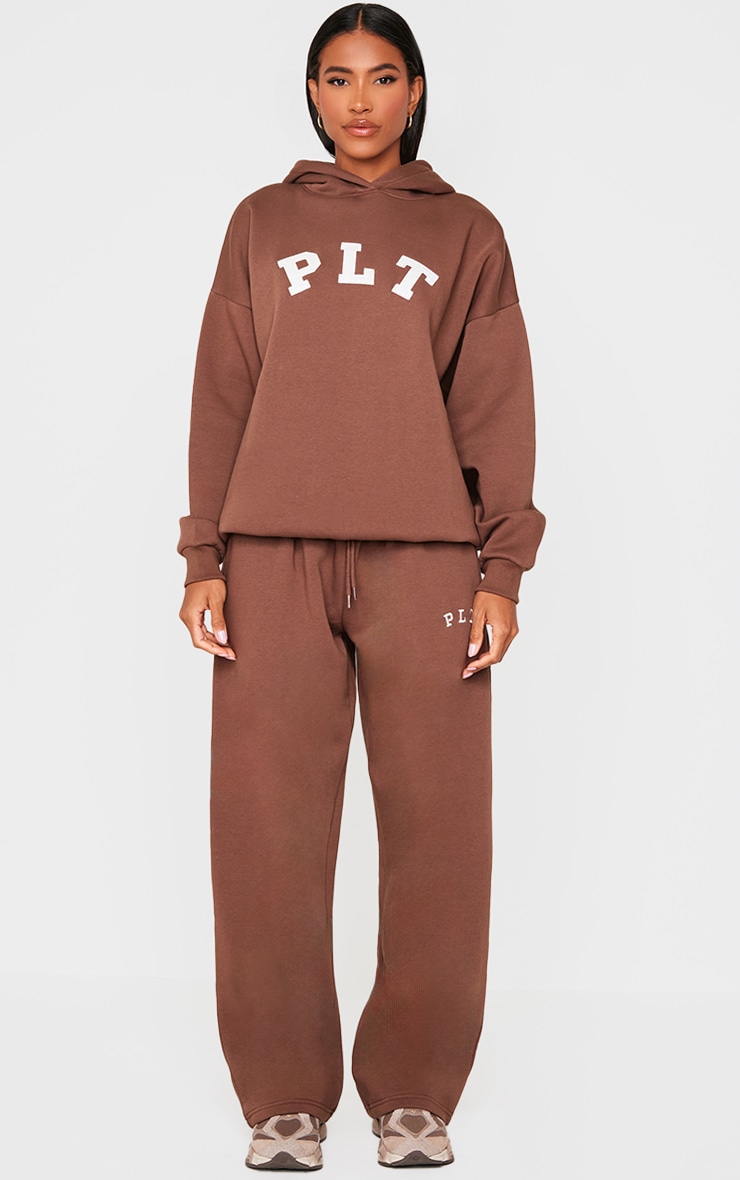 PRETTYLITTLETHING Dark Chocolate Logo Oversized Hoodie image 3