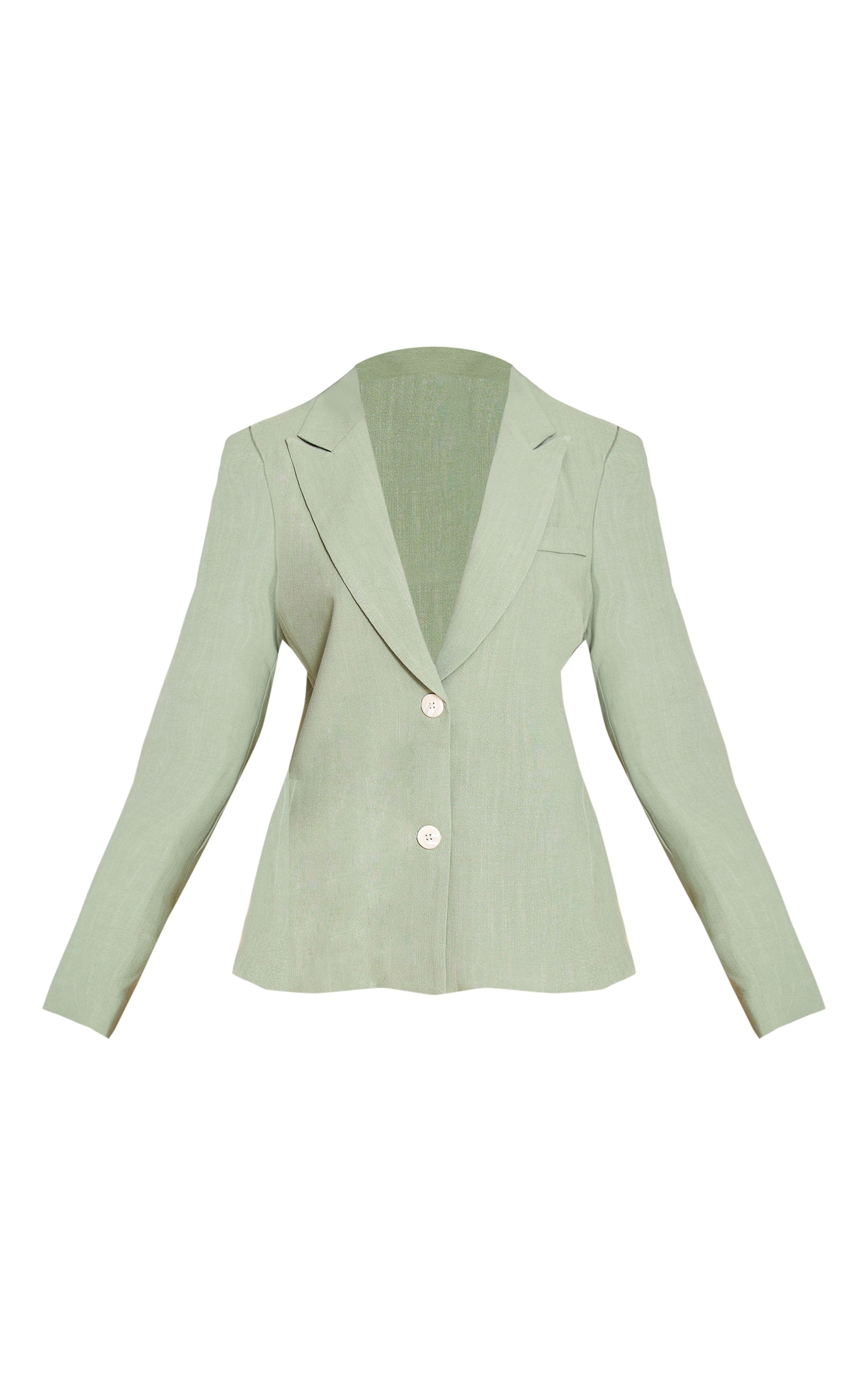 Petite Sage Green Linen Look Oversized Pocket Blazer image 5