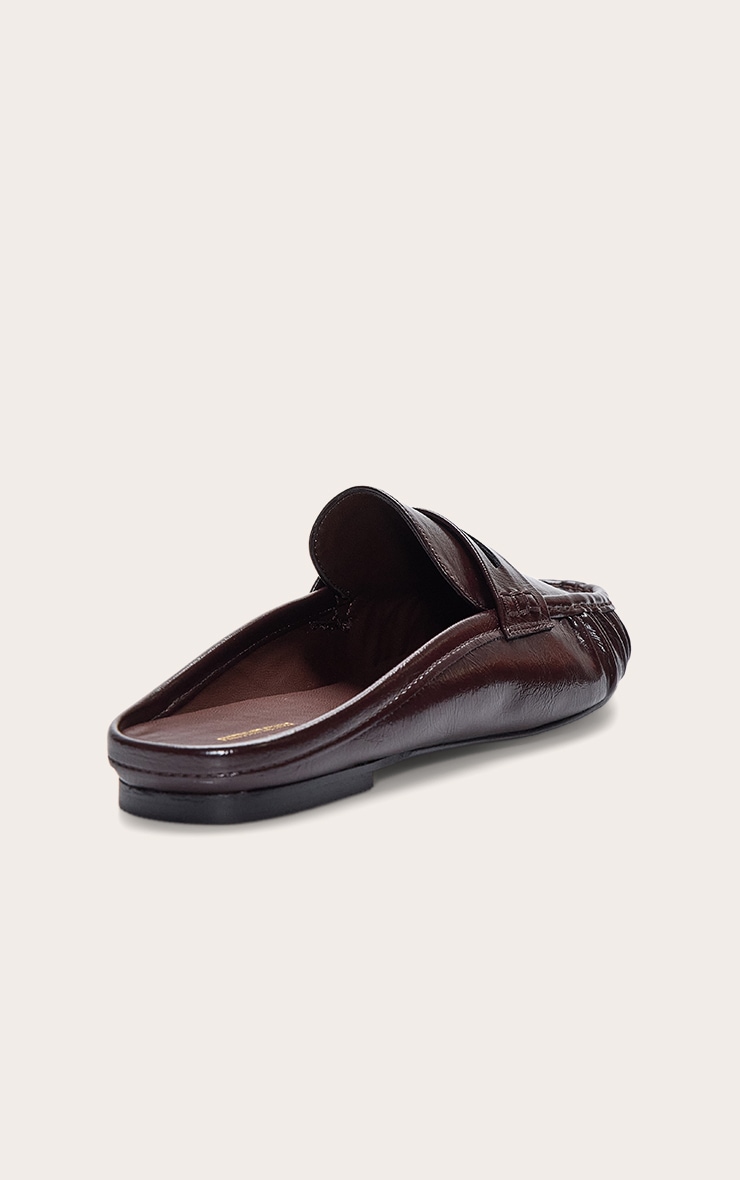 Chocolate Ruched Round Toe Loafer Mule image 4