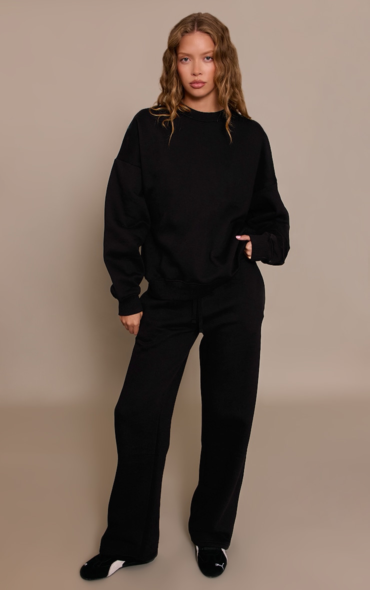 Black Oversized Sweat Tracksuit Set image 3