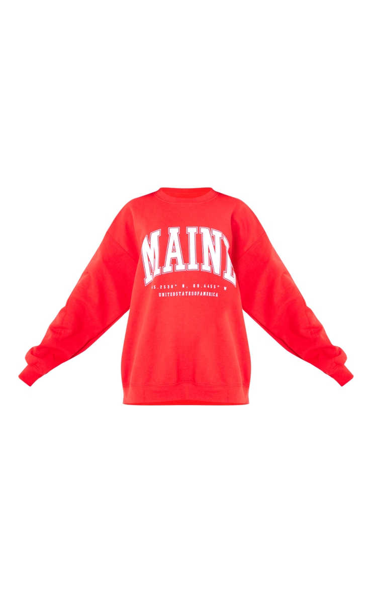 Red Maine Overszied Print Sweatshirt image 5