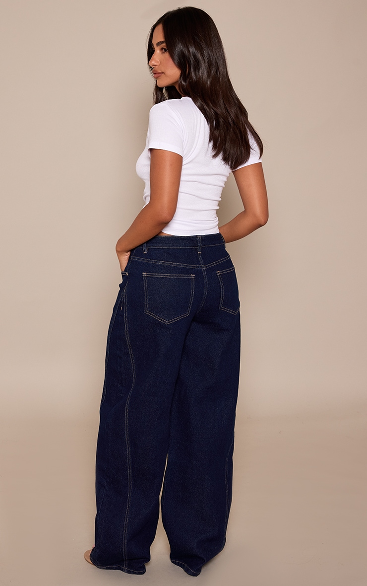Indigo Mid Rise Stretch Barrel Jeans image 3