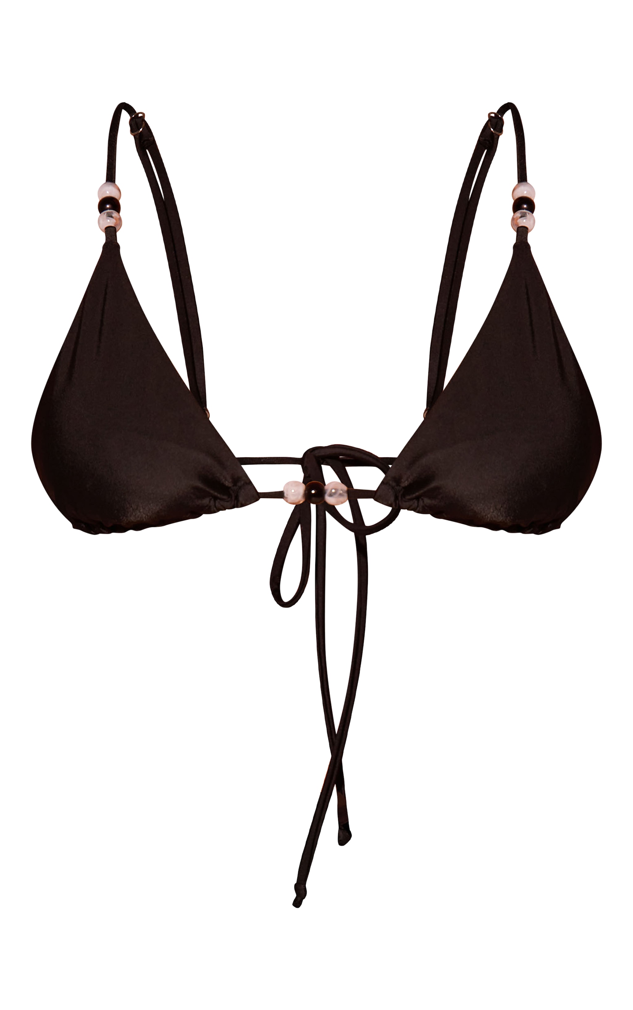 Black Beads Trim Triangle Bikini Top image 5