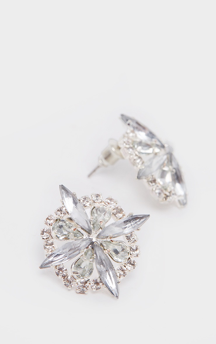 Boucles d'oreilles clou design fleur à pierres fantaisie