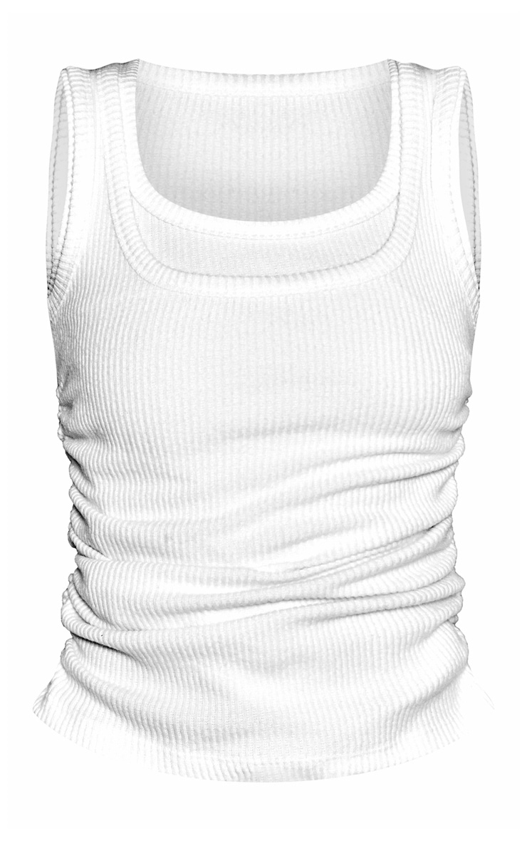Cream  Brushed Rib Double Layered Vest Top  image 5