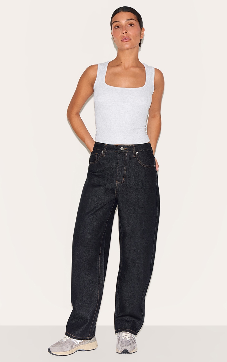 PRETTYLITTLETHING Jean Boyfriend Taille Haute Indigo Foncé Petite Coupe image 1