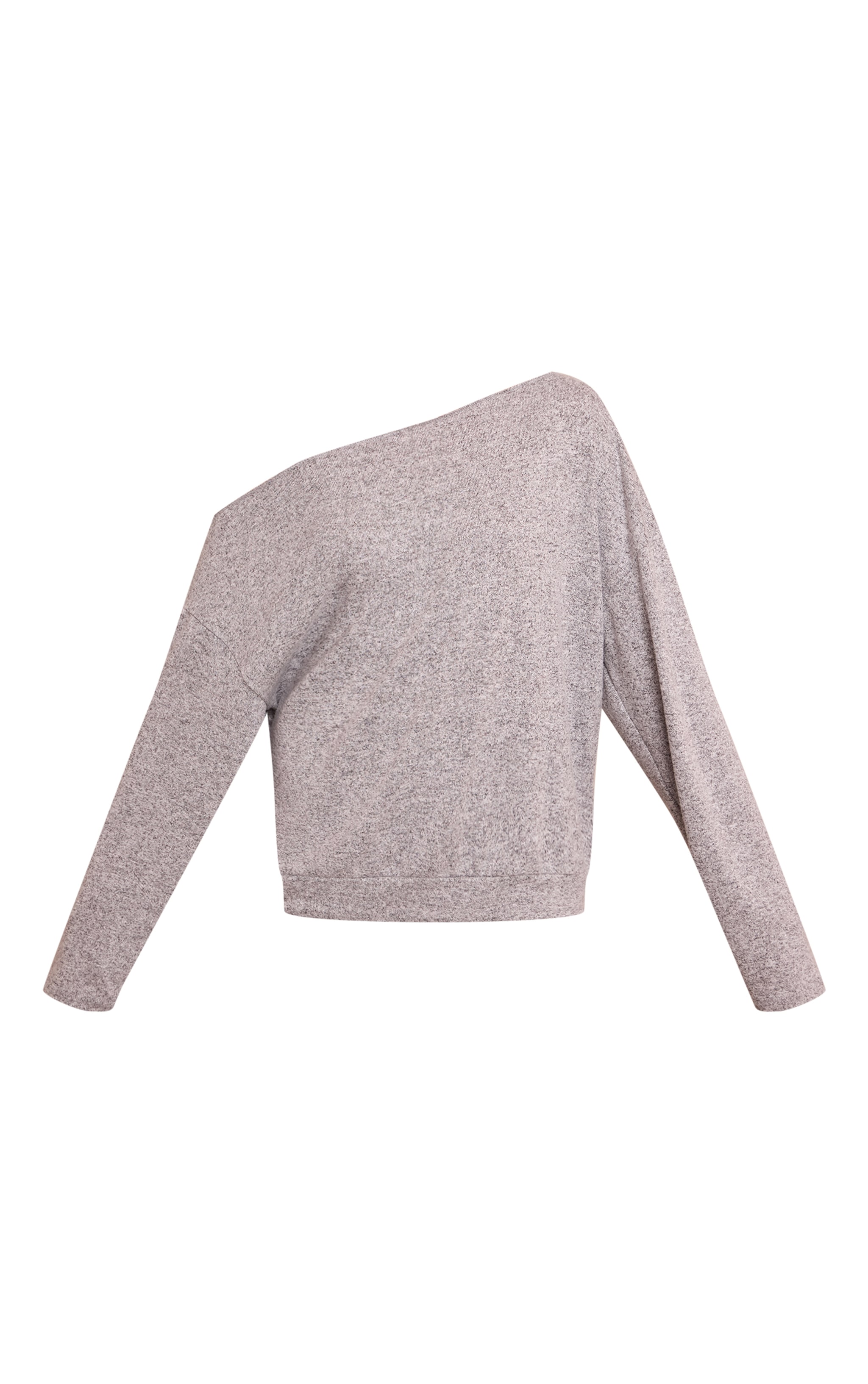 Grey Marl Soft Knit Asymmetric Oversized Slouchy Long Sleeve Top   image 5