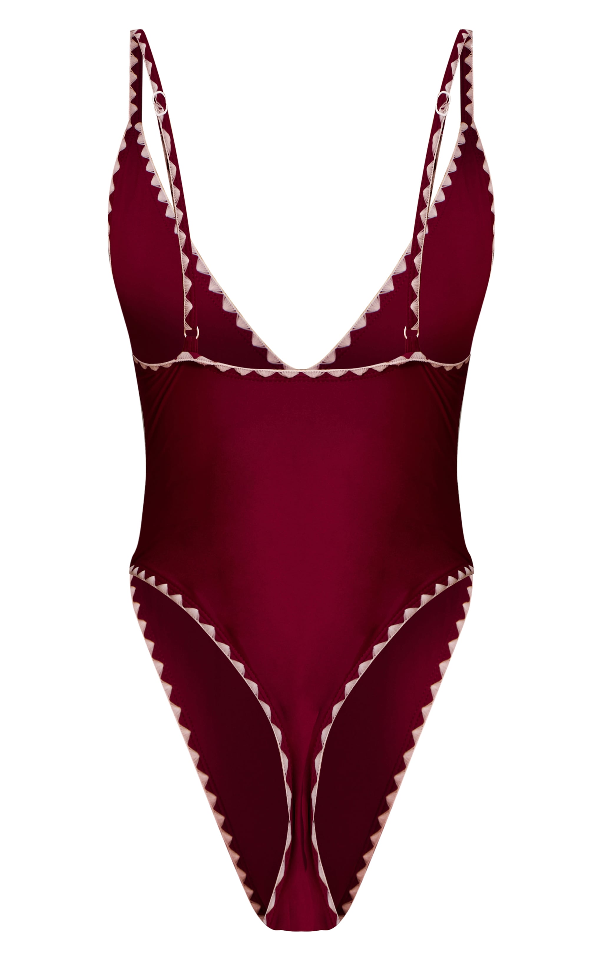 Plum Whip Stitch Plunge High Leg Swimsuit image 6