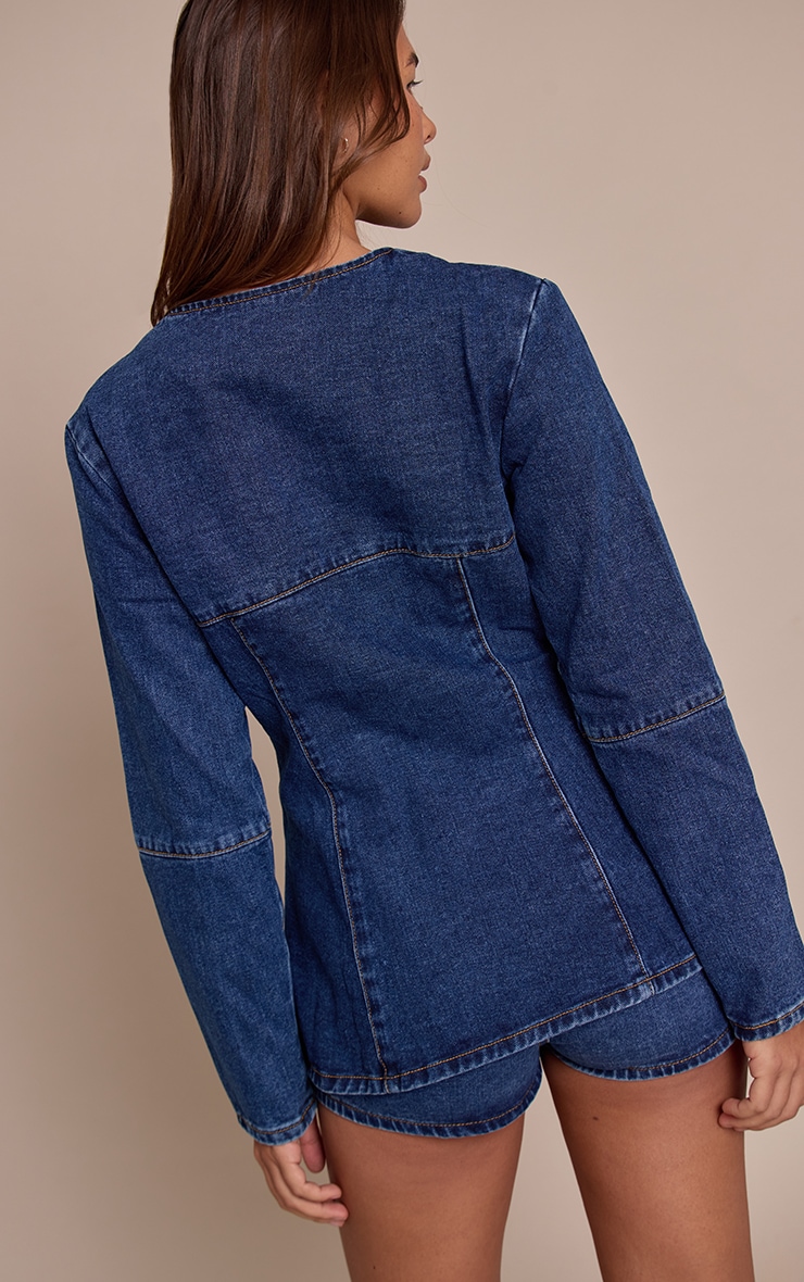 Chemise en jean bleu moyen à col rond image 2