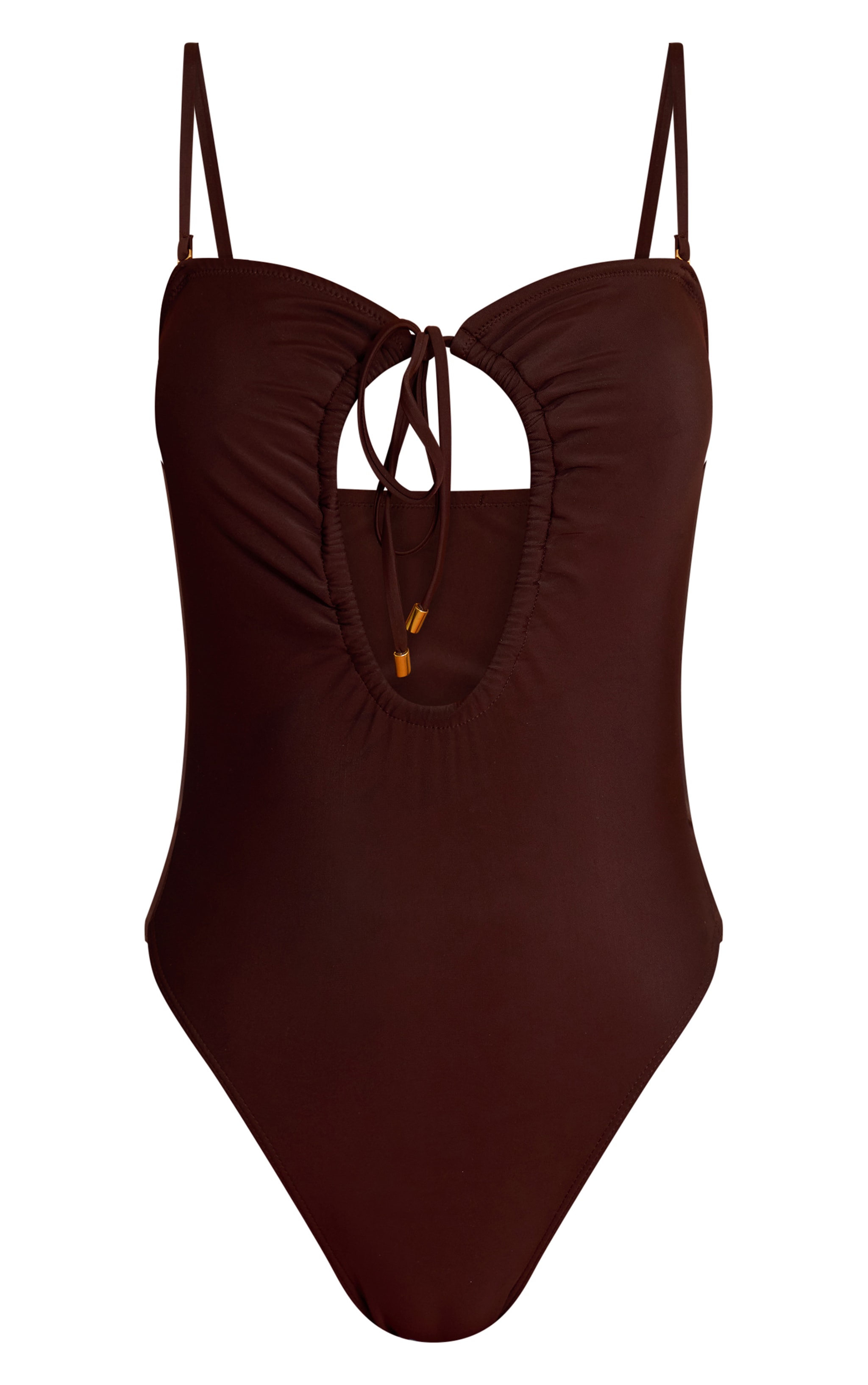 Espresso Tie Front High Leg Swimsuit image 5
