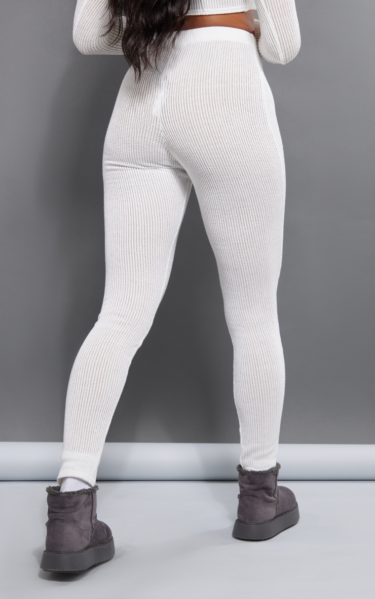 Legging côtelé transparent doux blanc image 3