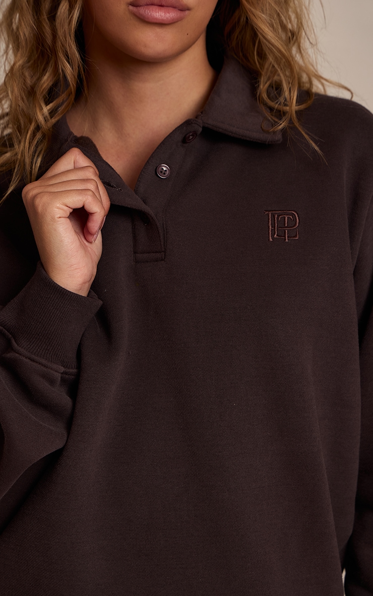 Chocolate Prettylittlething Polo Sweatshirt image 4