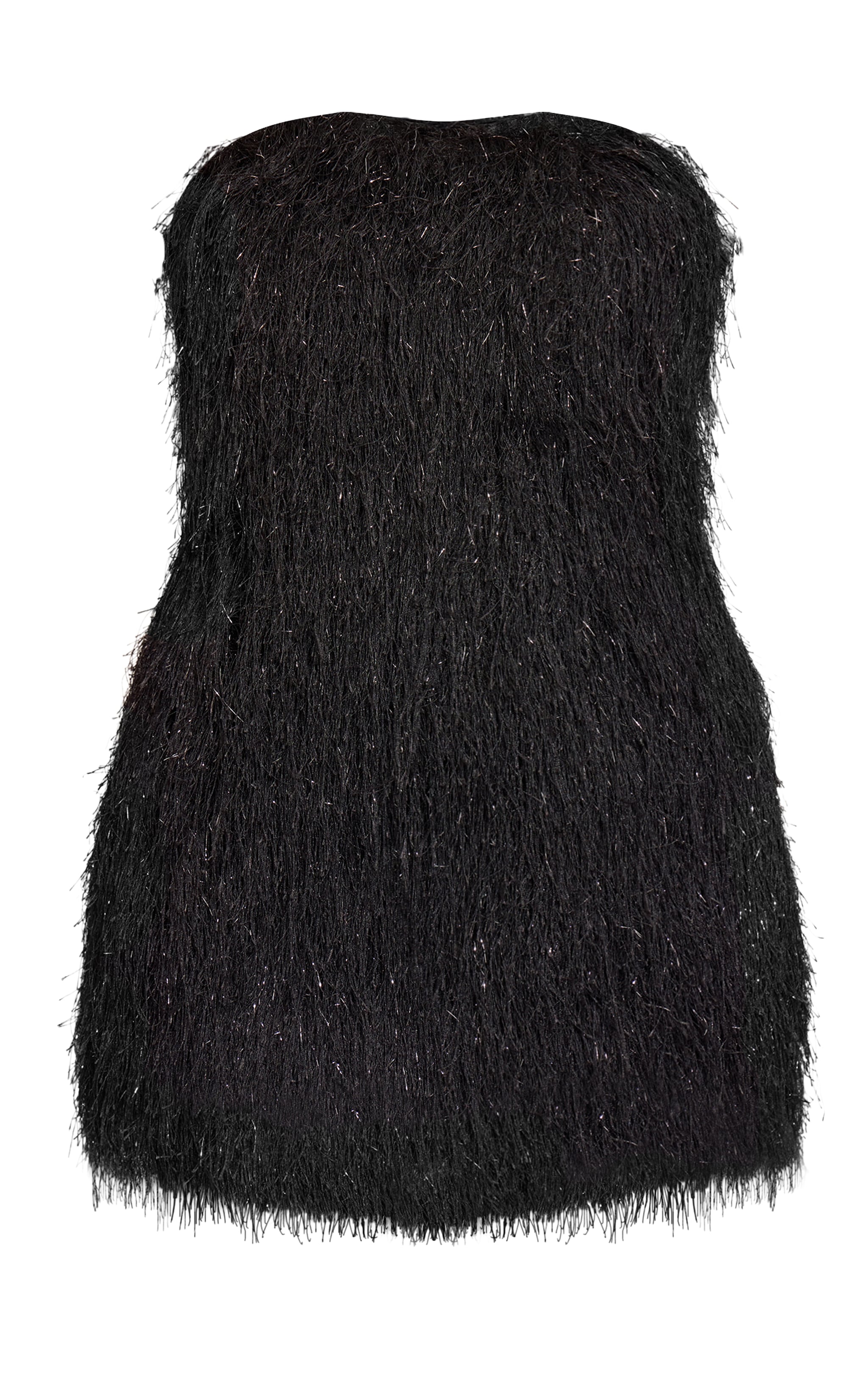 Black Glitter Fringe Bandeau Bodycon Dress image 5