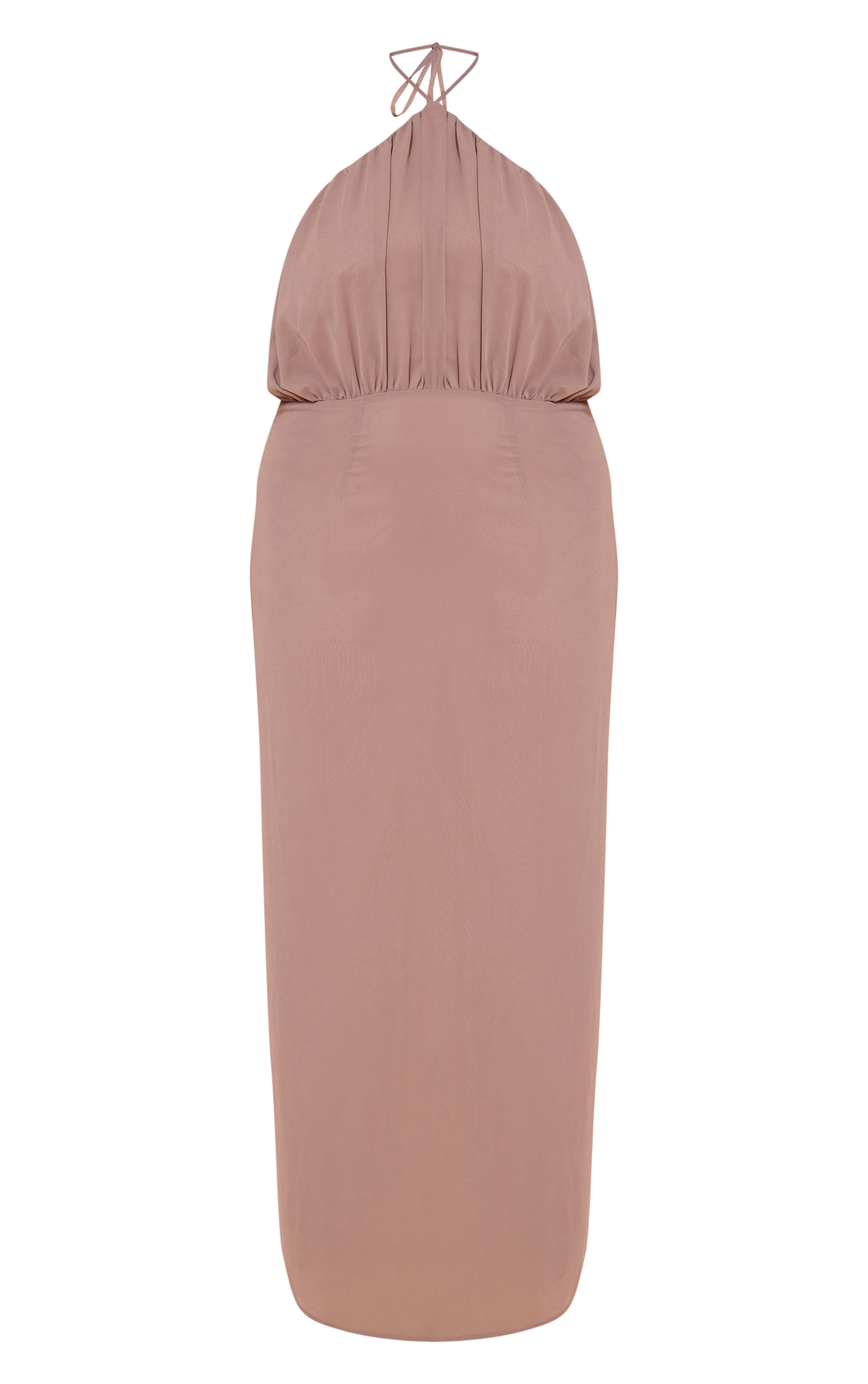 Plus Taupe Chiffon Halter Neck Maxi Dress image 5