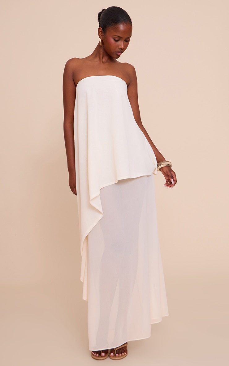 Butter Cream Chiffon Bandeau Overlay Maxi Dress image 4