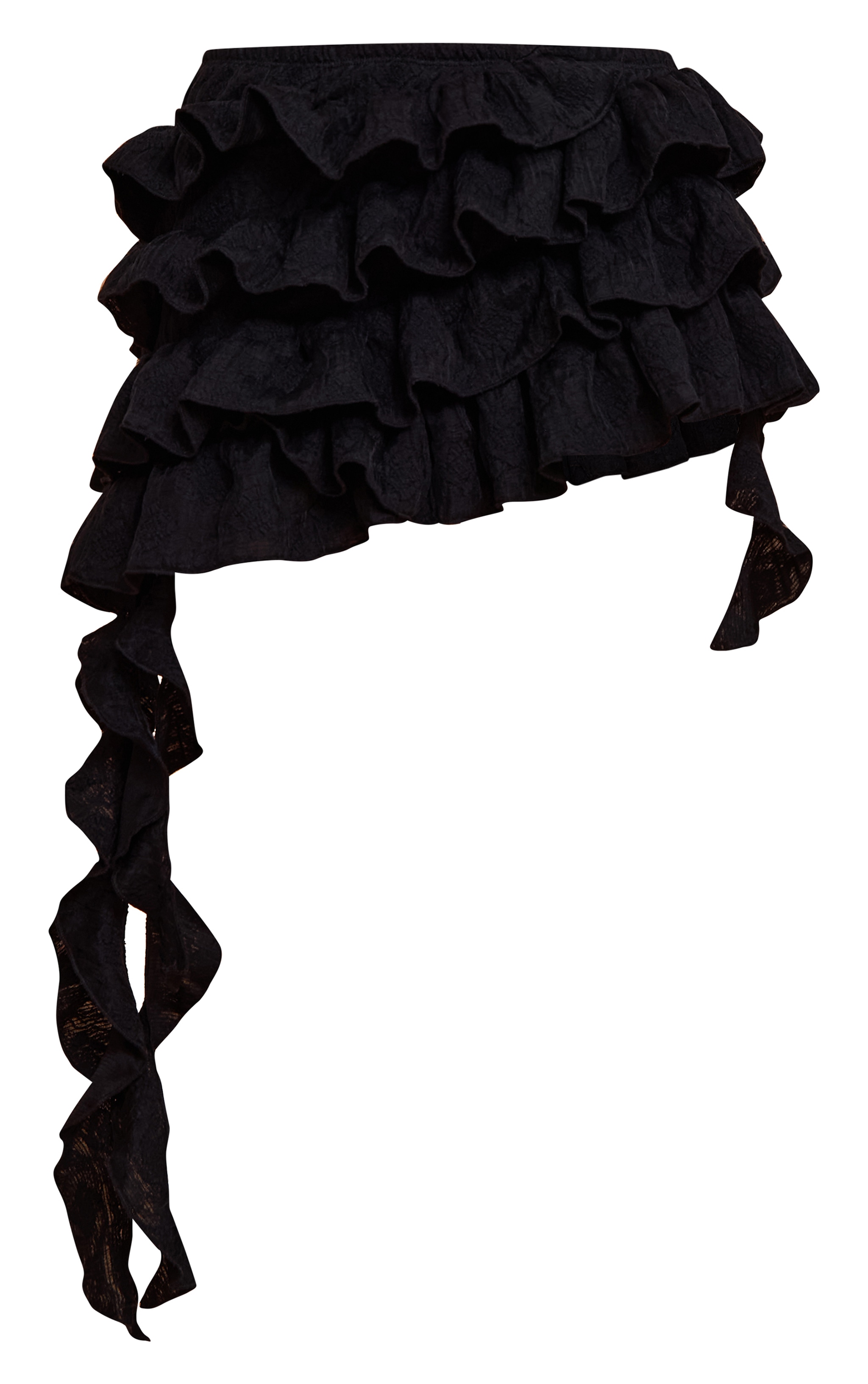 Black Textured Tiered Rara Mini Skirt image 6