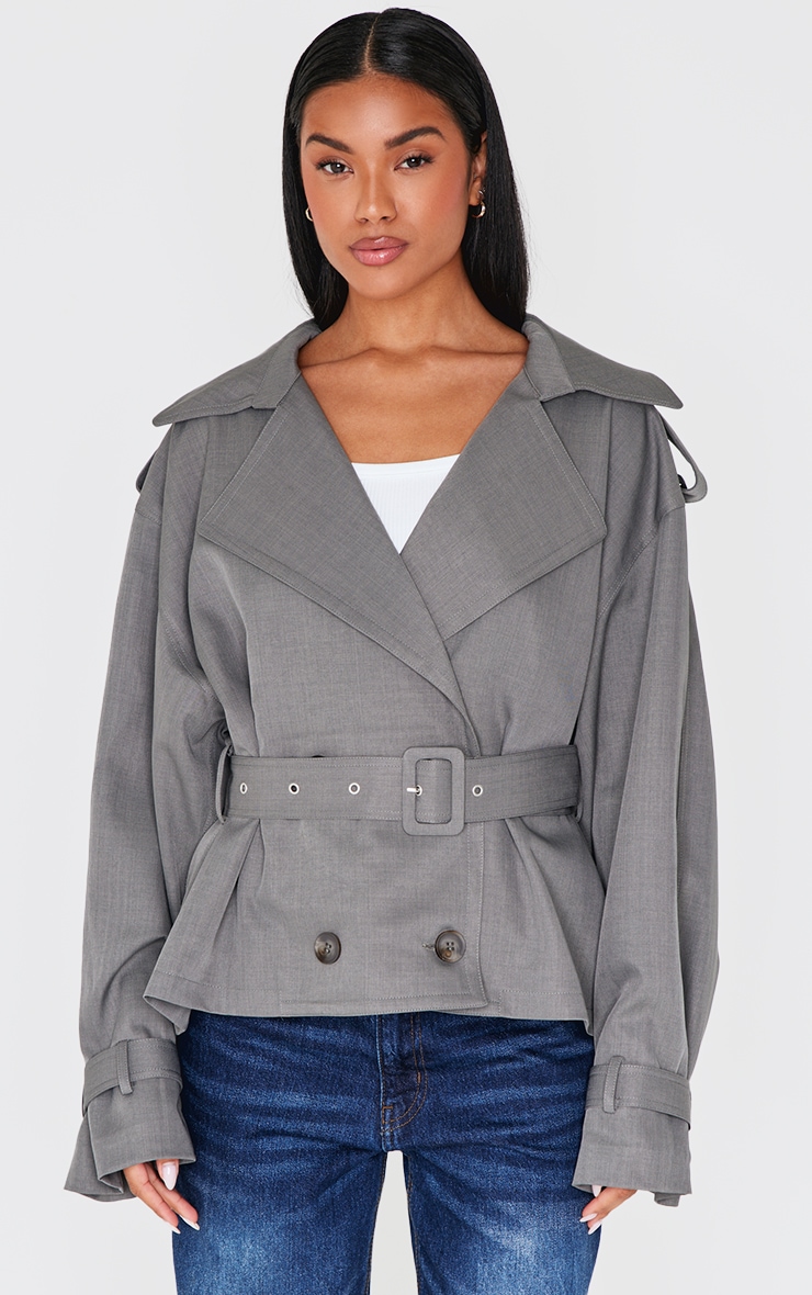 Grey Classic Grazer Length Trench Coat image 3