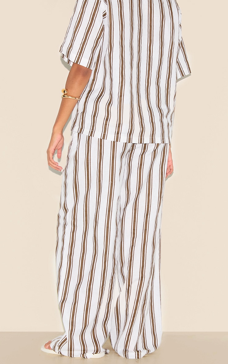 Beige Striped Wide Leg Pants image 3