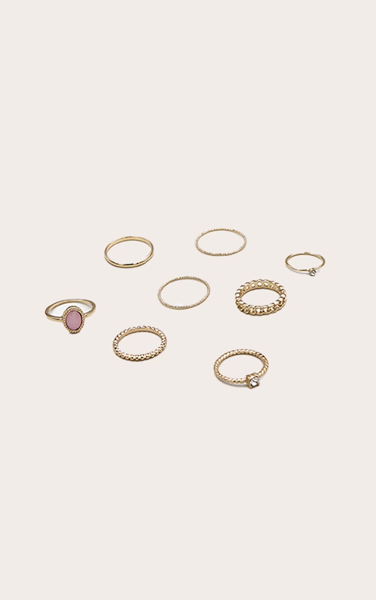 Gold Mixed Textured Ring 8 Pack image 1