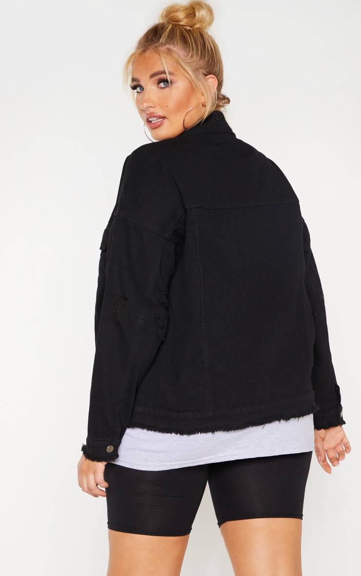 Plus Black Oversized Denim Jacket Plus Size PrettyLittleThing