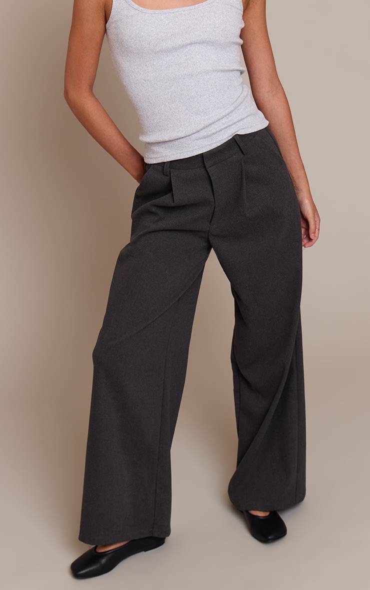 Charcoal Brushed Tailored Straight Leg Pants image 2