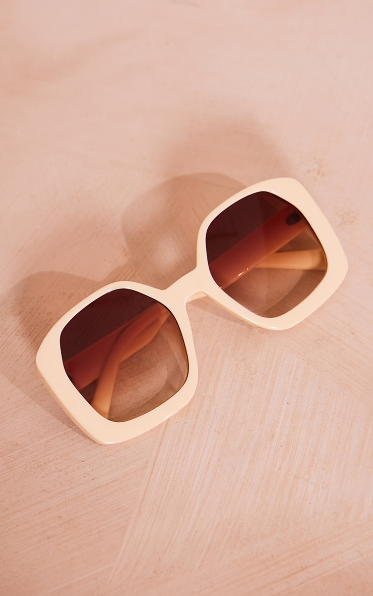 Cream Oversized Square Lens Sunglasses image 2