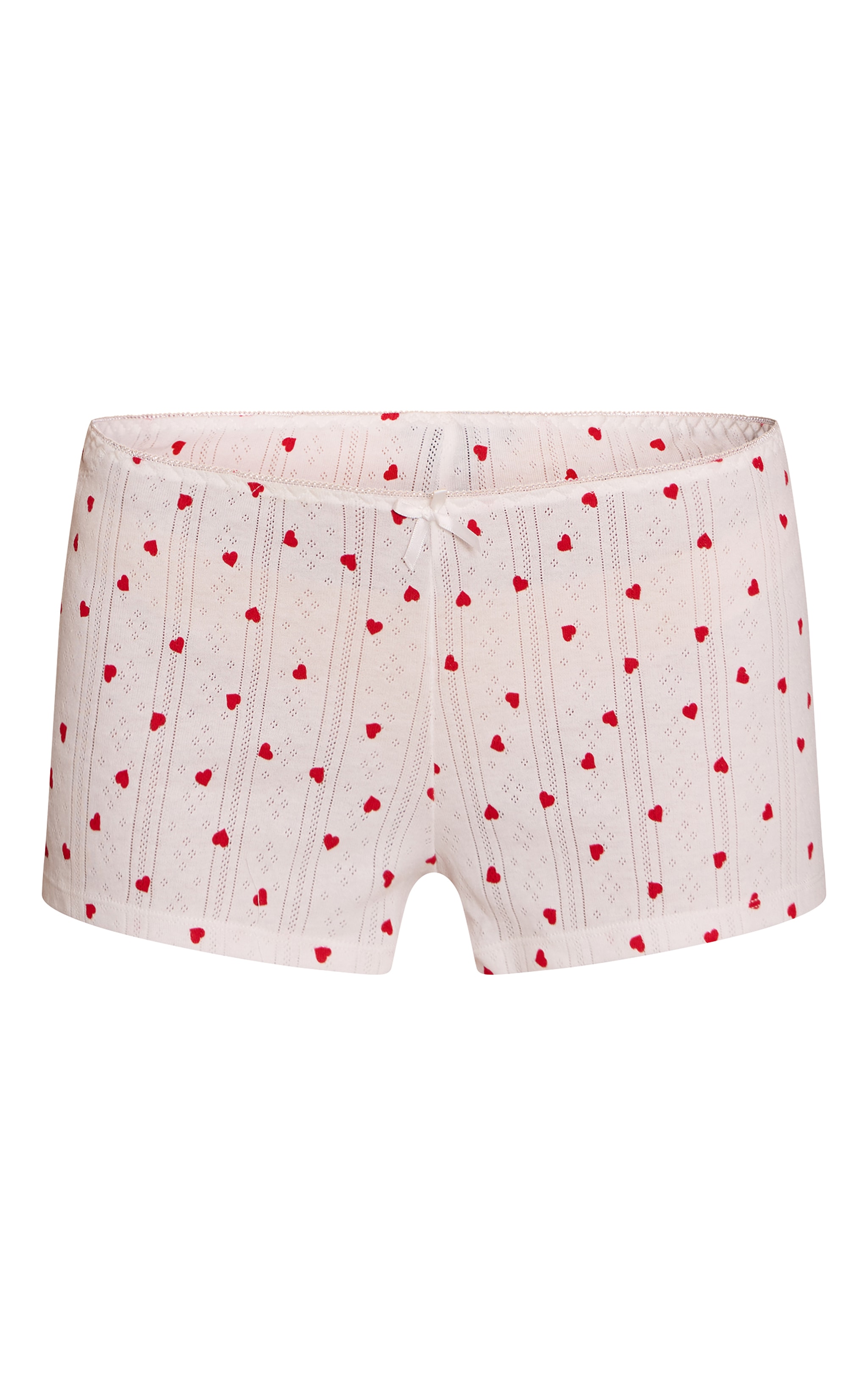 Red Heart Print Pointelle Fitted Mini Pyjama Shorts image 6