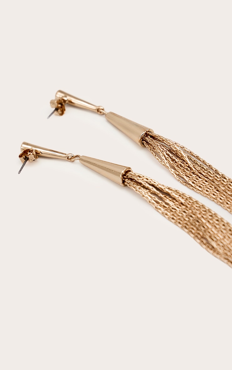 Boucles d'oreilles tombantes fines dorées image 3
