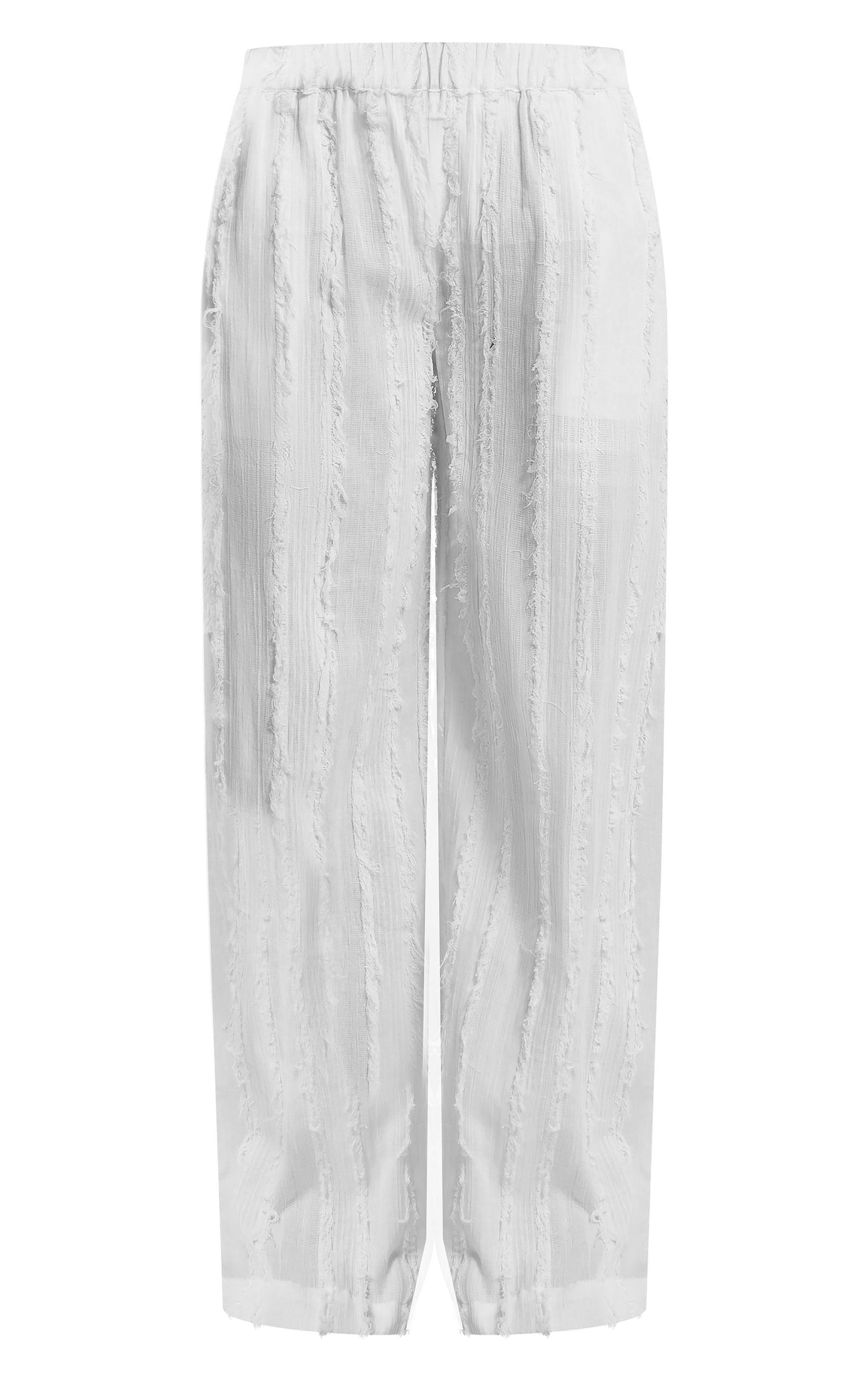 Pantalon en coton blanc à lisérés élimés image 5