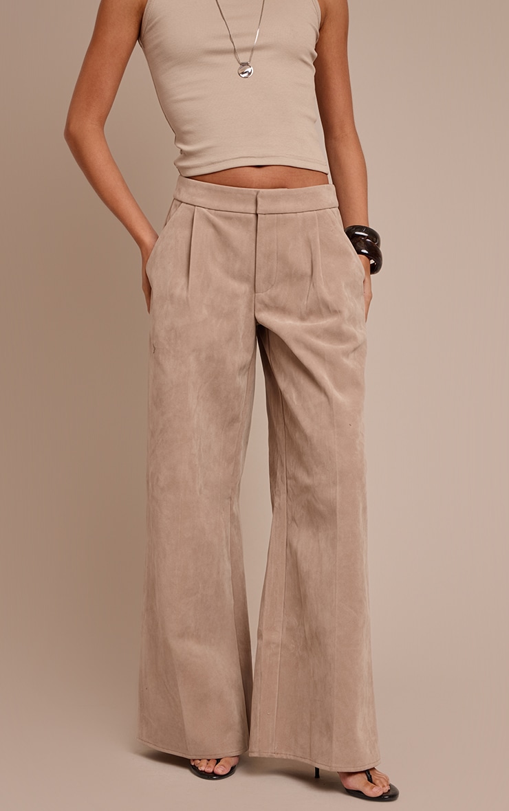 Sand Faux Suede Wide Leg Pants image 2